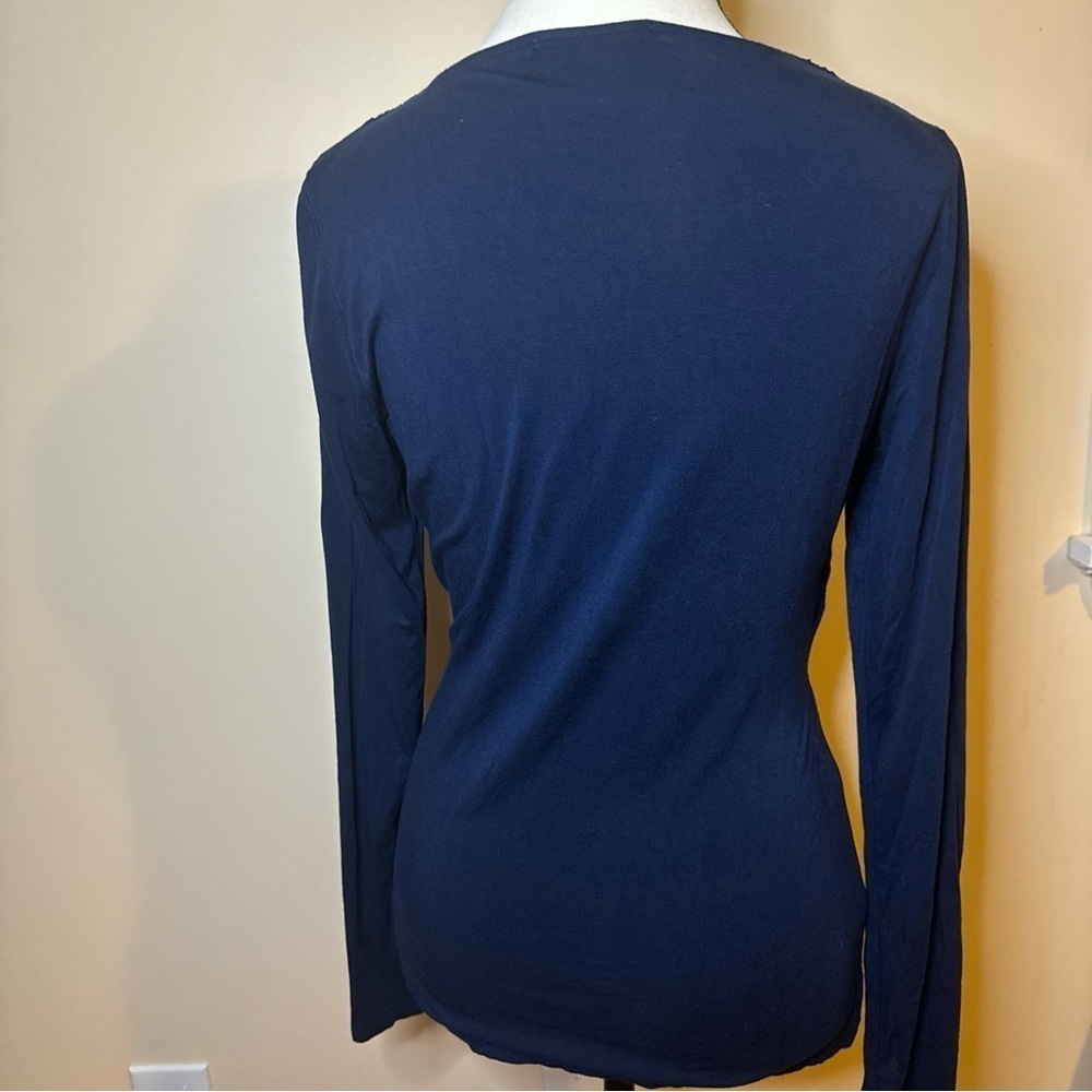 Boden Women's Navy Blue Twist Knot Crossover Front Jersey Top Size 8 - Picture 4 of 5